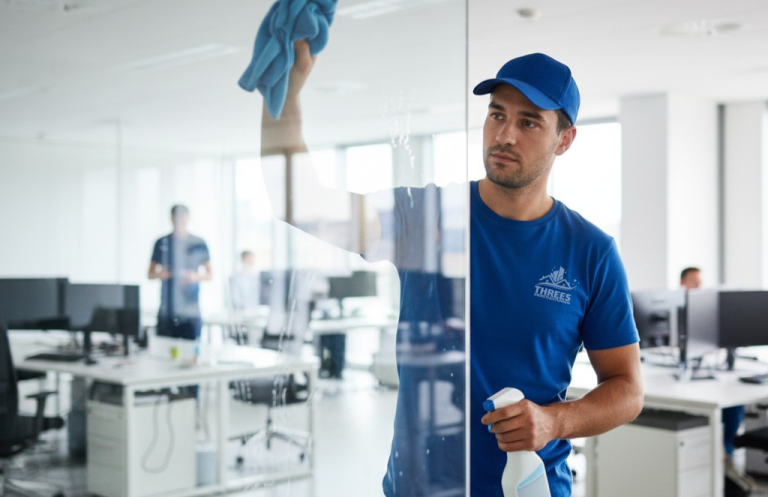 Fenster- Und Glasreinigung Tübingen Reinigungsmitarbeiter bei der professionellen Fenster- und Glasreinigung